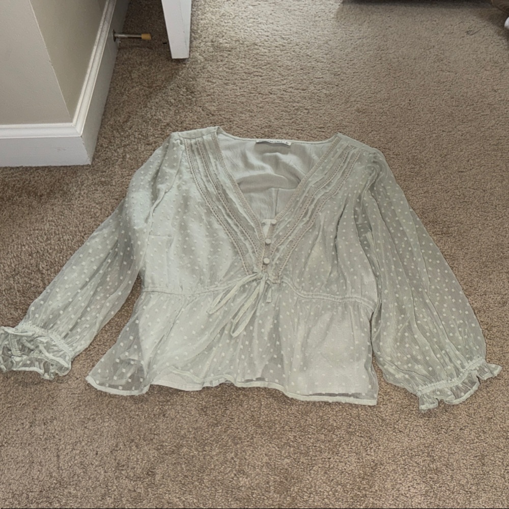 Abercrombie & Fitch Sheer Blouse - Light Green